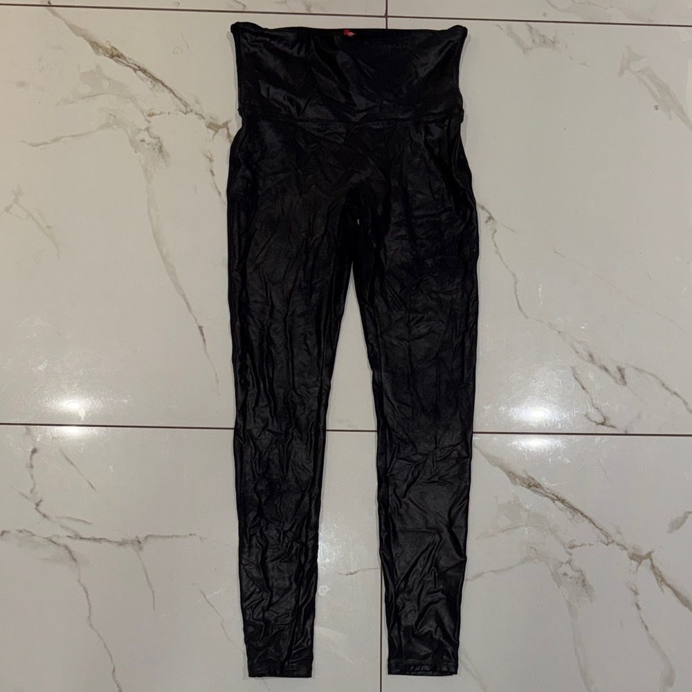 SPANX Black Shaping Leggings (shiny material)
